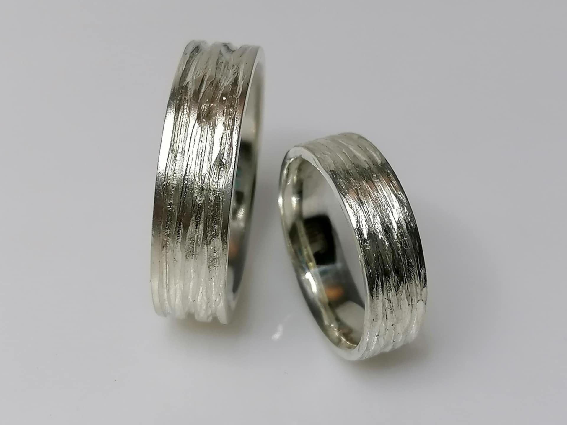 Verlobungsringe 585 Weißgold Rinde