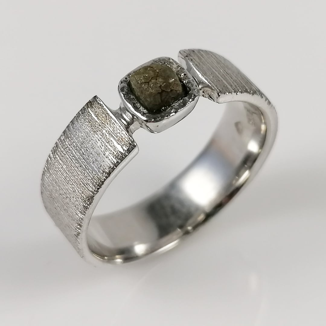 HW350 Ring 925 Silber, 1 Rohdiamant 0,60 ct., Ringweite 60 - 2